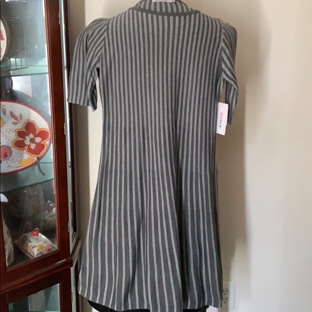 Women’s Plus Size Grey Striped Sweater Dress